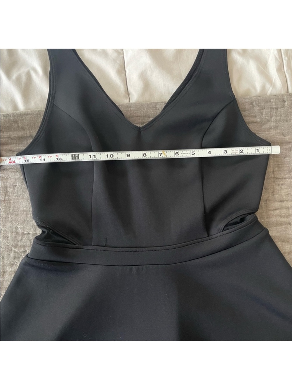ABERCROMBIE & FITCH Black Sleeveless Mesh Cut Out Fit & Flare Dress Large V neck - Picture 5 of 12